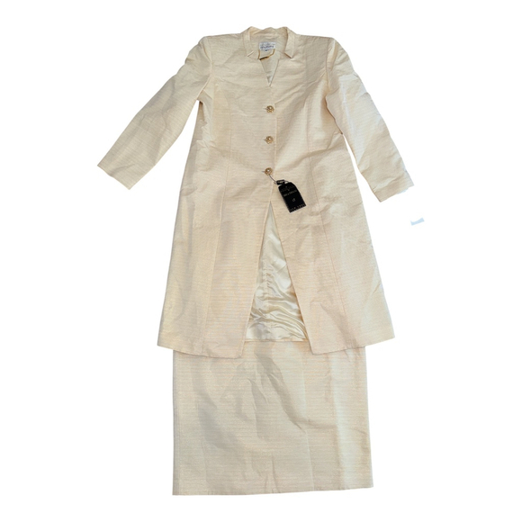 Lily & Taylor Dresses & Skirts - Lily & Taylor Couture 2 Piece Skirt Suit Set, Size 18, Cream Color, Long Sleeve